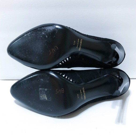 Tom Ford Black Suede Laser Cut Out Stiletto Pumps Heels Size 40.5 or US 10.5 - Picture 7 of 11